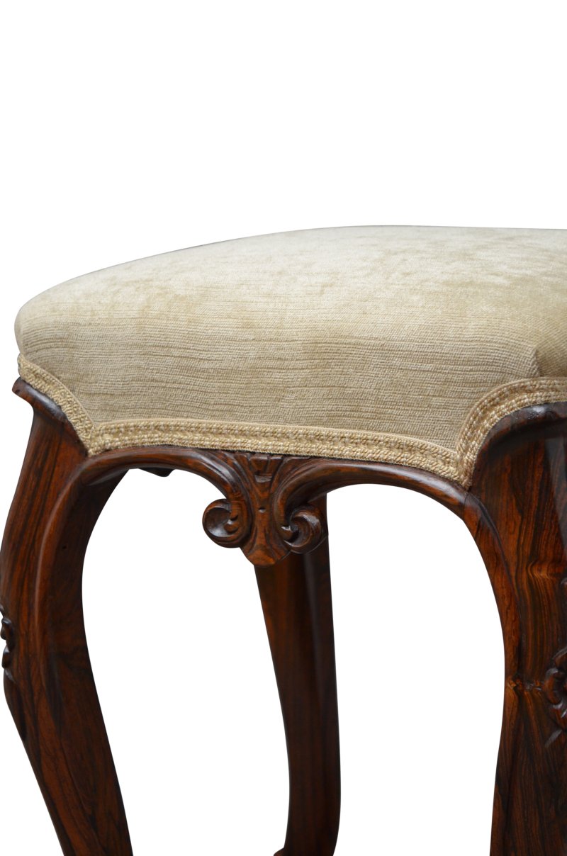 English Victorian Dressing Table Stool In Rosewood - Image 7